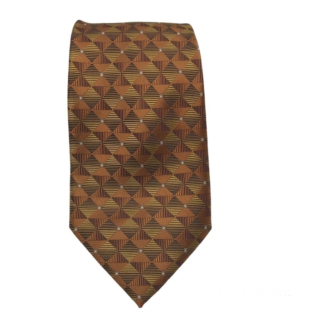 Joseph & Feiss International 100% Silk Handmade Non Clip Necktie Geometric 59.5"